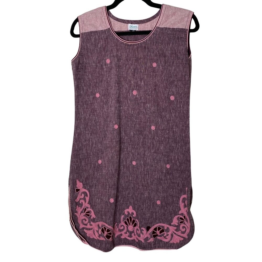 Maxx Purple Embroidered Tunic Top L Sleeveless Boho Cutout Hem